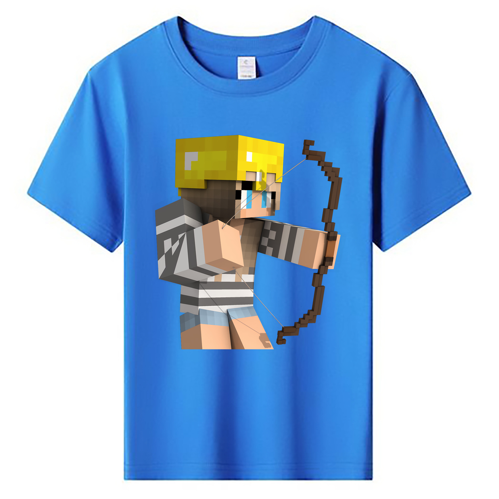 （画像用） マインクラフト ブロックの世界 Minecraft MC Block world 綿100％キッズTシャツ（フロントプリント）
